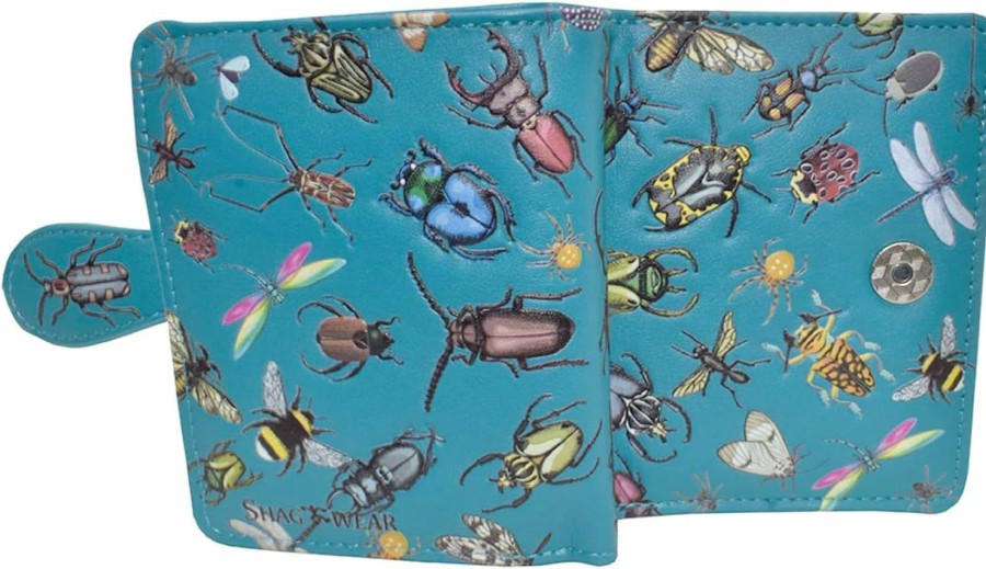 Shag Wear Wallets | Shag Wear Insect Mania Small Wallet For Women Vegan Faux Leather 4.5\" Teal