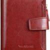 MANBANG Wallets | Manbang Wallets For Women Leather Rfid Blocking Small Bifold Zipper Pocket Wallet Card Case Purse With Id Window… (Red)