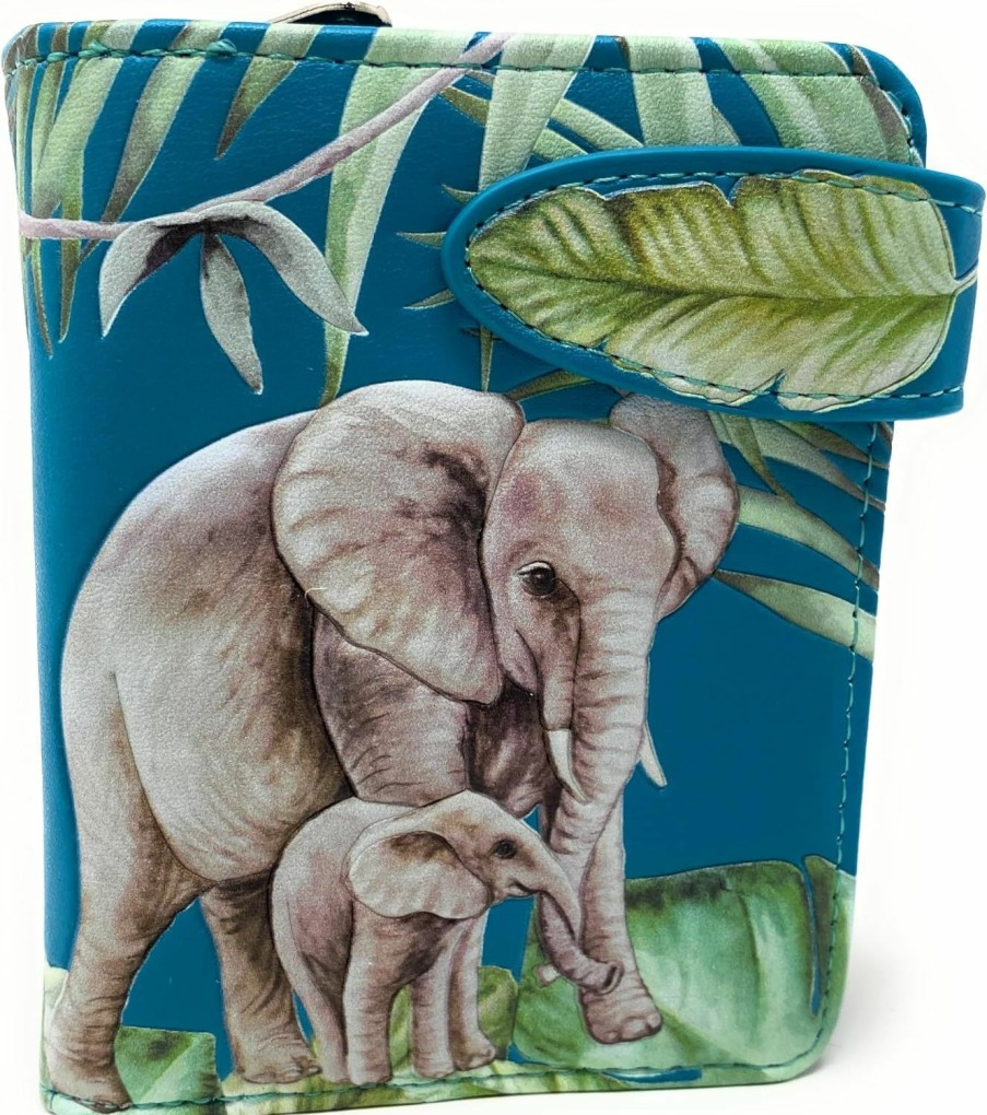 Shag Wear Wallets | Shag Wear Elephant Jungle Small Animal Wallet For Women And Teen Girls Vegan Faux Leather 4.5\" Teal