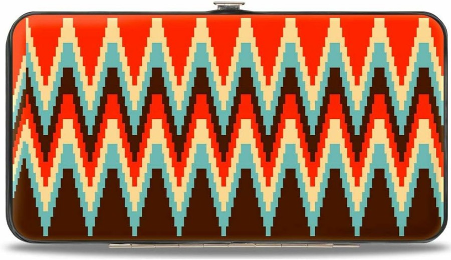 Buckle-Down Wallets | Buckle-Down Womens Buckle-Down Hinge - Jagged Zig Zag Brown/Aqua/Cream/Red Wallet, Multicolor, 7 X 4 Us