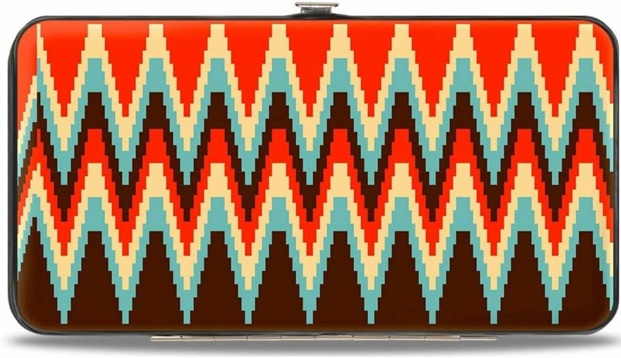 Buckle-Down Wallets | Buckle-Down Womens Buckle-Down Hinge - Jagged Zig Zag Brown/Aqua/Cream/Red Wallet, Multicolor, 7 X 4 Us