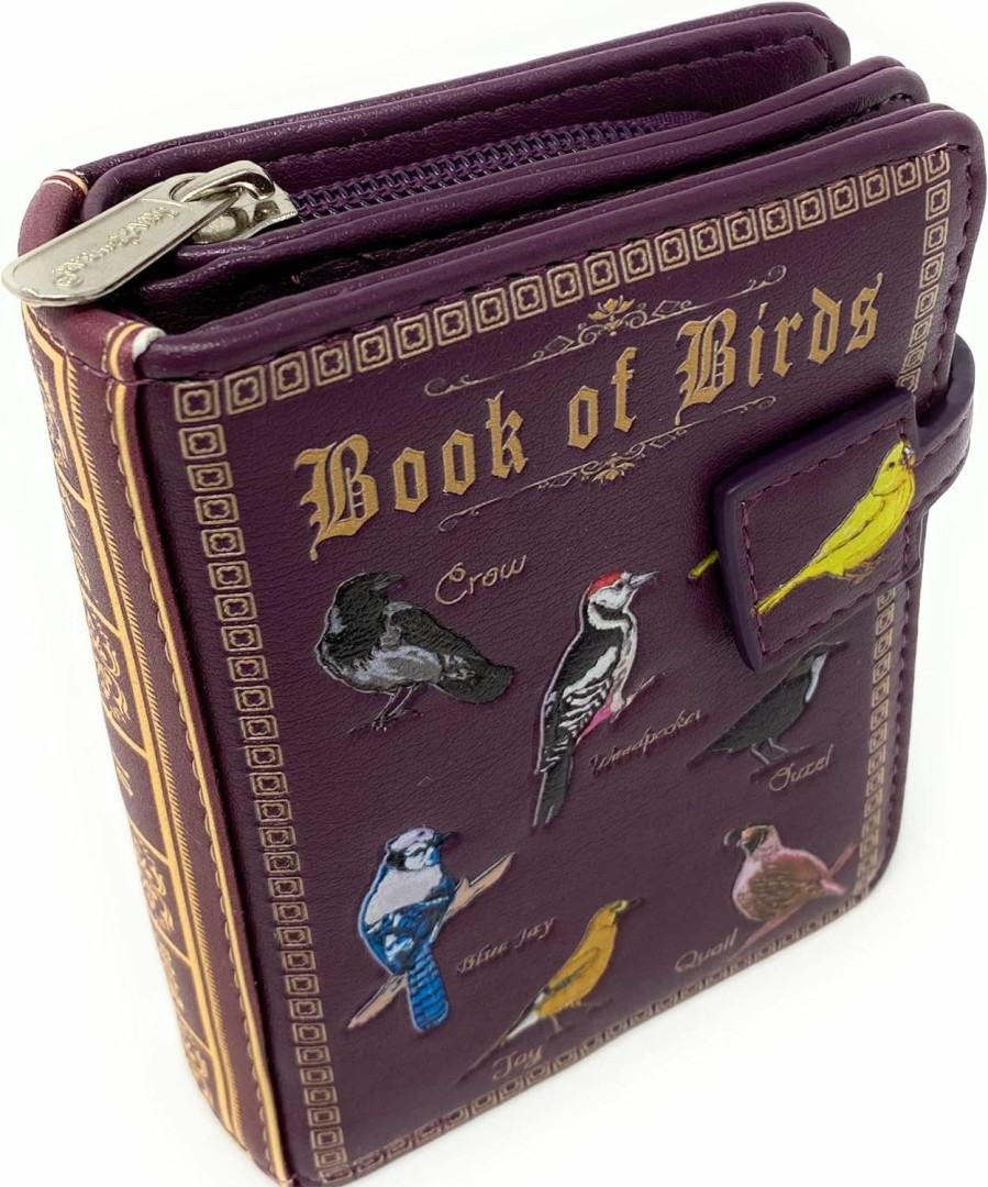 Shag Wear Wallets | Shag Wear Book Of Birds Small Wallet For Women Vegan Faux Leather 4.5\" Burgandy