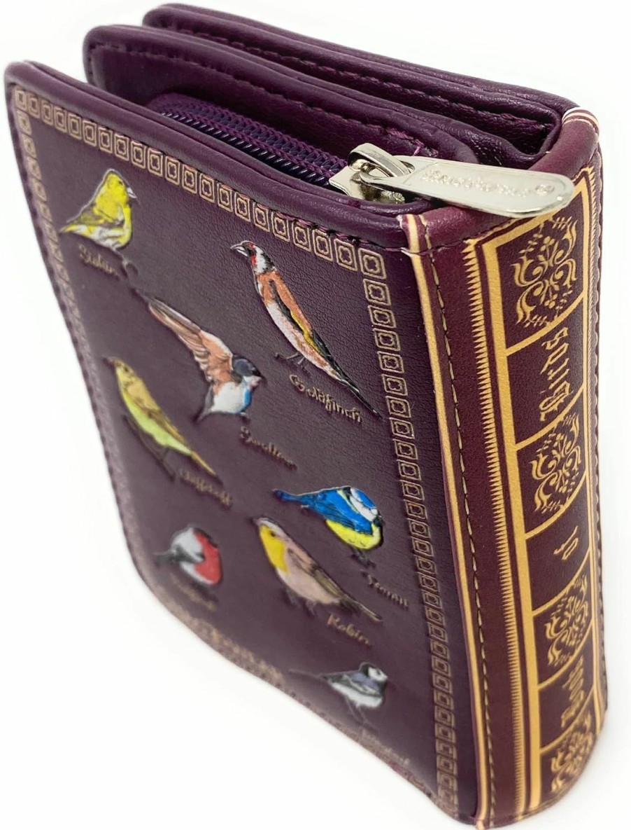 Shag Wear Wallets | Shag Wear Book Of Birds Small Wallet For Women Vegan Faux Leather 4.5\" Burgandy