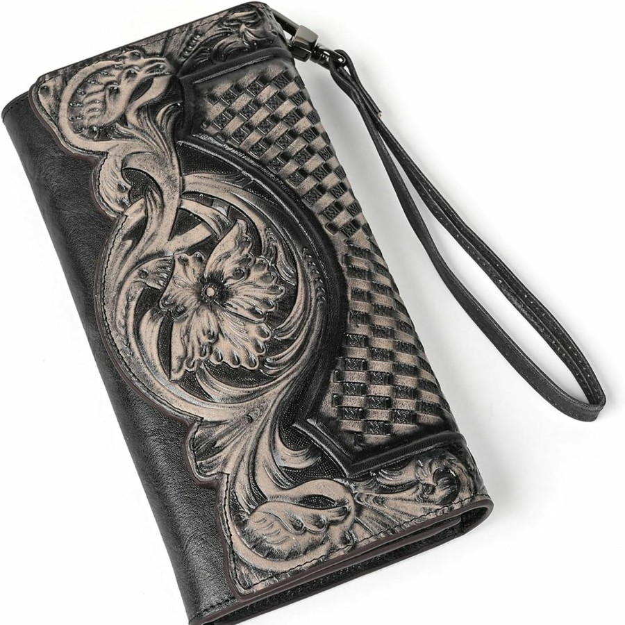 AEGGEAI Wallets | Aeggeai Women'S Long Wallet Large Capacity Genuine Leather Clutch Card Holder Wallet Women'S Wallet (Black)