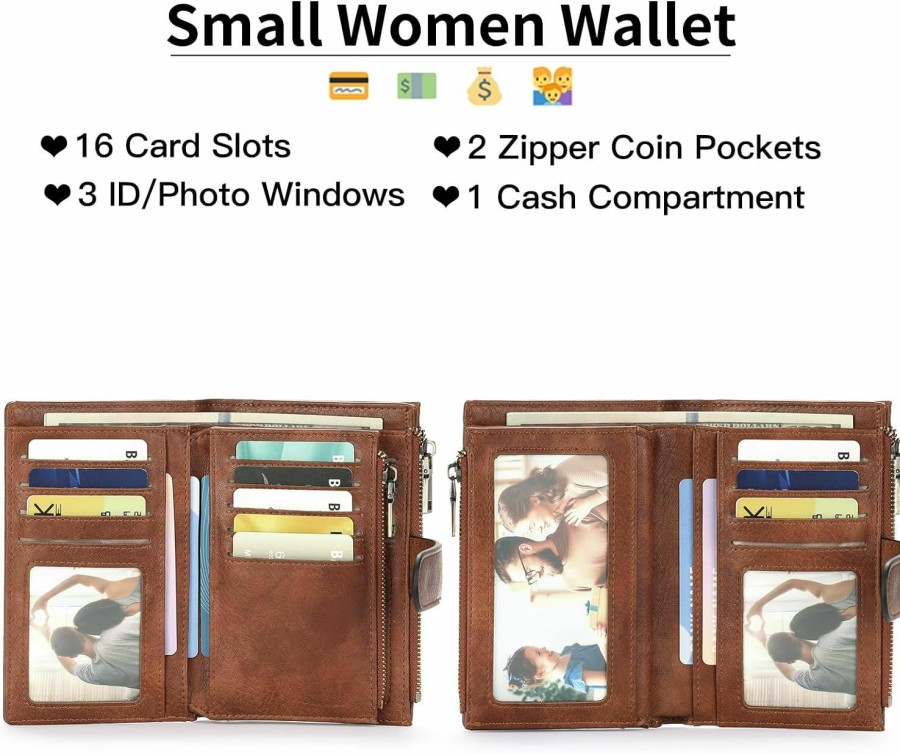 GOIACII Wallets | Goiacii Womens Wallets Rfid Credit Card Holder With 2 Zipper Pockets, 3 Id Windows Ladies Purse Leather