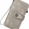 BROMEN Wallets | Bromen Womens Wallet Rfid Blocking Large Capacity Wristlet Phone Holder Zip Around Leather Clutch Purse Brown