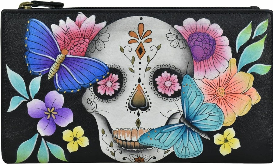 Anna by Anuschka Wallets | Anna By Anuschka Women Hand Painted Leather Bi-Fold Snap Wallet-Dreamy Blossoms