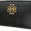 Tory Burch Wallets | Tory Burch Women'S 141004 Pebbled Leather Britten Zip Continental Wallet (Black)