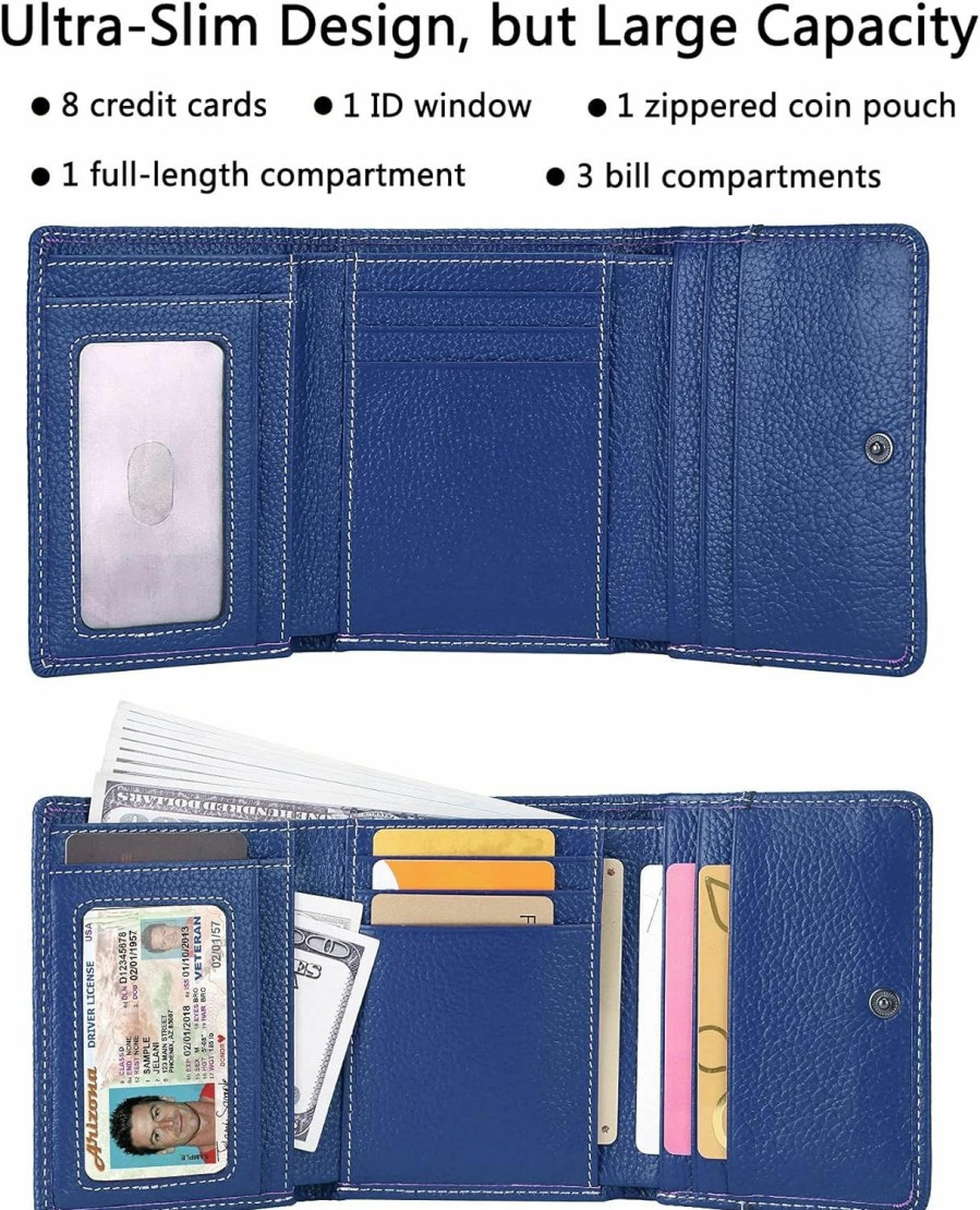 AINIMOER Wallets | Ainimoer Small Leather Wallet For Women, Slim Compact Credit Card Holder Rfid Blocking Wallets Organizer With Coin Pocket, Lichee Wine