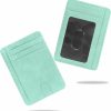 CONISY Wallets | Conisy Womens Slim Wallet, Minimalist Front Pocket Leather Thin Credit Card Holder With Rfid Blocking (Mint Green)