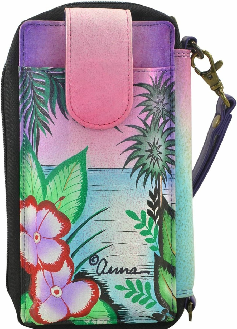 Anna by Anuschka Wallets | Anna By Anuschka Women'S Hand-Painted Genuine Leather Smartphone Case & Wallet - Tropical Flamingos