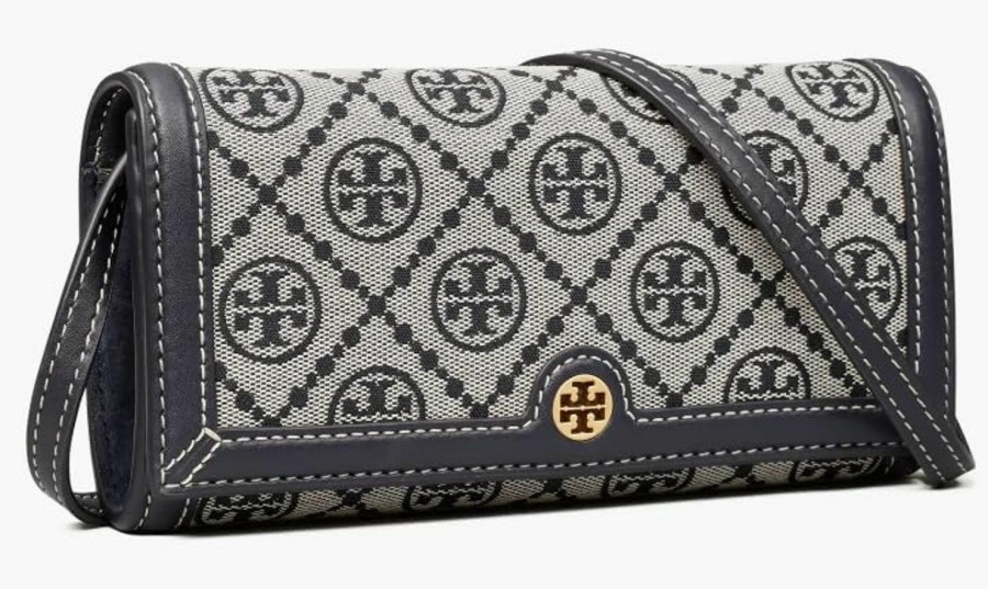 Tory Burch Wallets | Tory Burch T Monogram Jacquard Chain Wallet 135846 Tory Navy 405