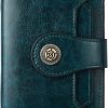 BOSTANTEN Wallets | Bostanten Women Leather Wallet Small Rfid Blocking Bifold Zipper Pocket Wallet Card Case With Id Window Green