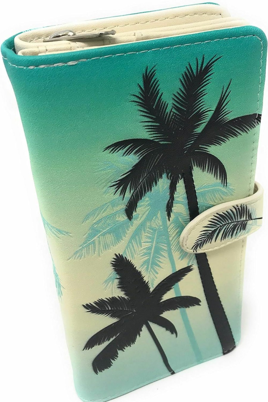 Shag Wear Wallets | Shag Wear Large Palm Tree Women'S Bifold Wallet Teal Vegan Leather 7\" … …