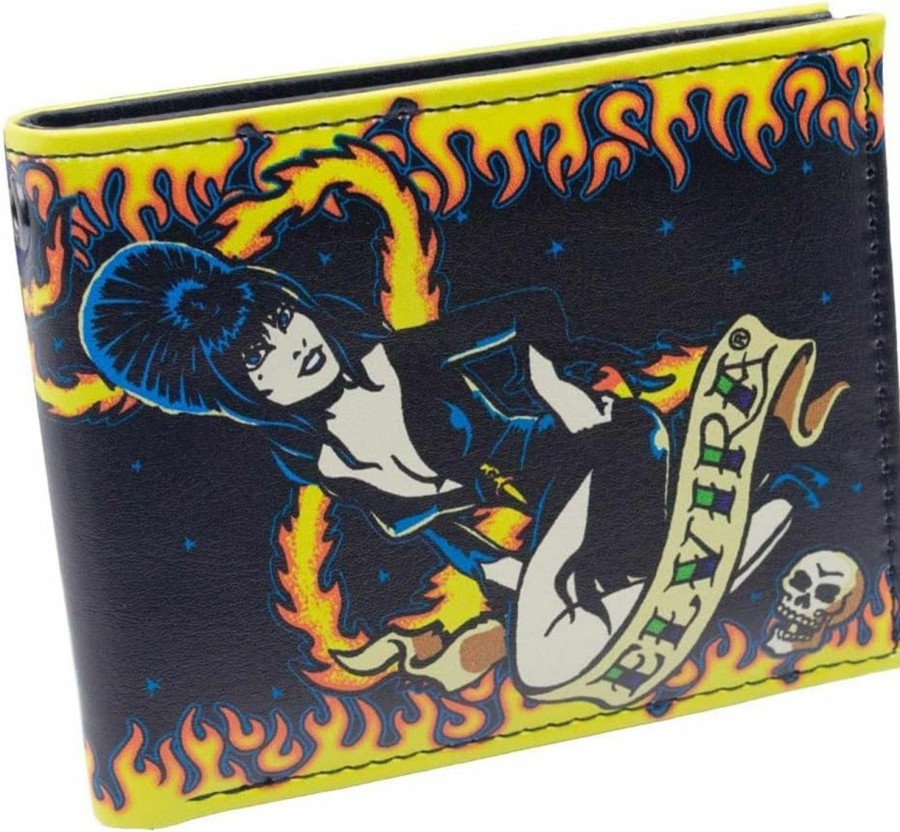 kreepsville 666 Wallets | Kreepsville 666 Gothic Elvira Mistress Of The Dark Flame Skull Heart Tattoo Bi Fold Wallet