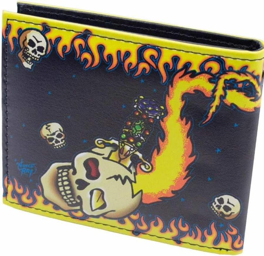 kreepsville 666 Wallets | Kreepsville 666 Gothic Elvira Mistress Of The Dark Flame Skull Heart Tattoo Bi Fold Wallet