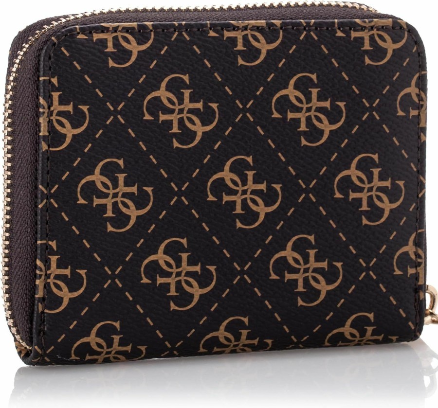 GUESS Wallets | Guess Womens Laurel Small Zip Around Wallet, Brown Logo, One Size Us