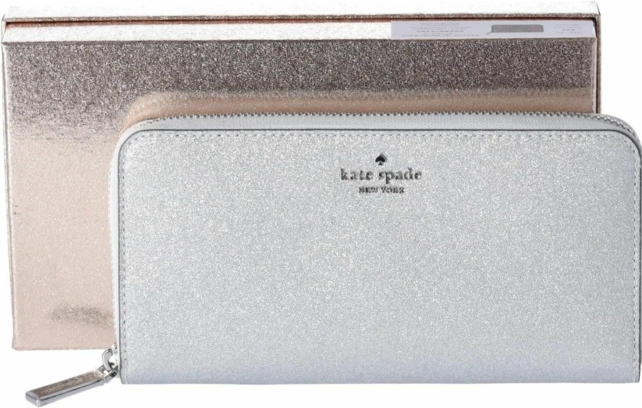 Kate Spade Wallets | Kate Spade Glimmer Glitter Boxed Large Continental Wallet Silver