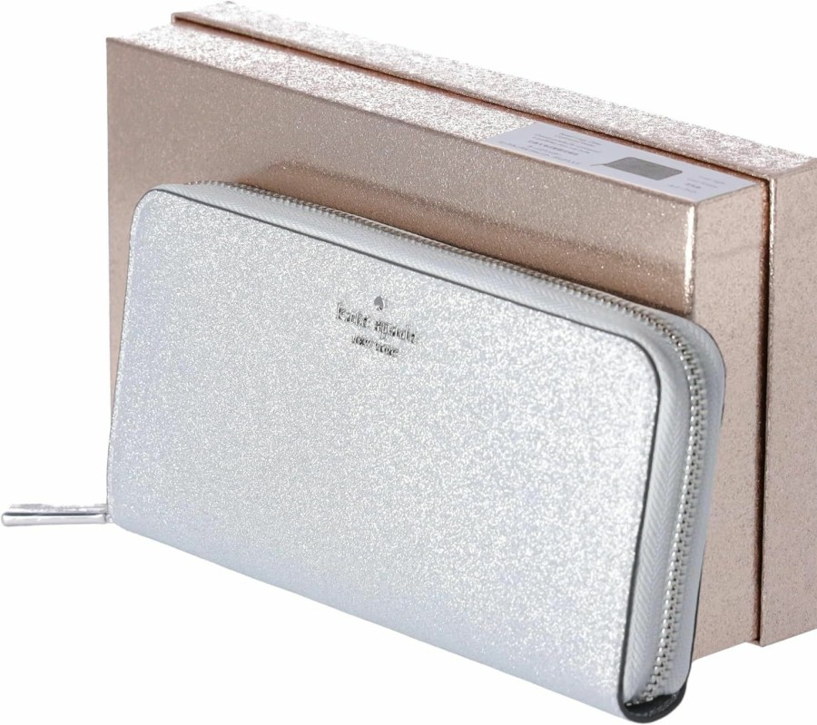 Kate Spade Wallets | Kate Spade Glimmer Glitter Boxed Large Continental Wallet Silver