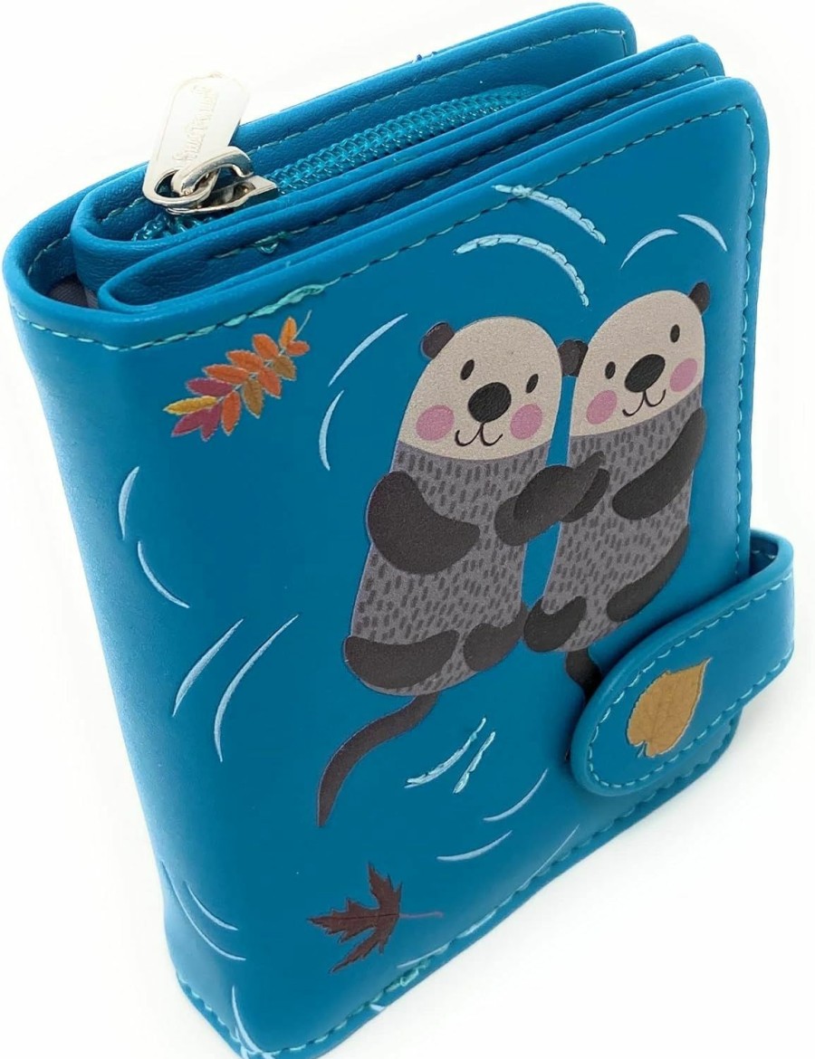 Shag Wear Wallets | Shag Wear Otter Design Small Animal Wallet For Women Vegan Faux Leather Teal 4.5\"