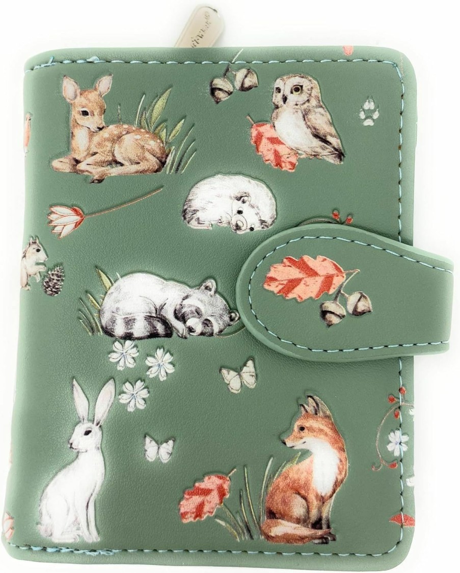 Shag Wear Wallets | Shag Wear Forest Animal Friends Small Wallet For Women Vegan Faux Leather Mint Green 4.5\"