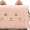 VOVEWAN Wallets | Vovewan Fashion Girls Cute 3D Cat Trifold Glitter Ears Wallet With Tail Pu Leather Wallet Coin Purse Id/Photo Window Credit Card Holder With Zipper Pocket (Pink)