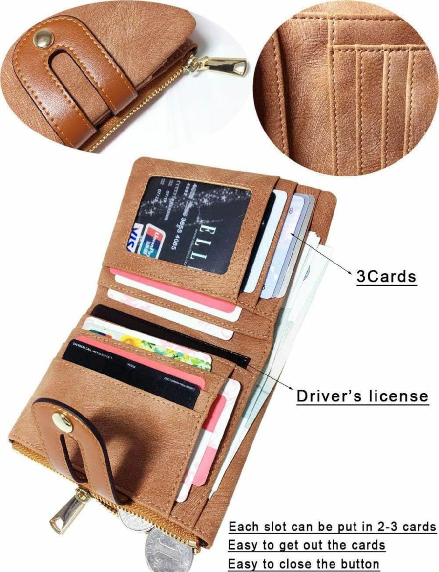 AOXONEL Wallets | Aoxonel Women'S Rfid Small Bifold Leather Wallet Ladies Mini Zipper Coin Purse Id Card Pocket,Slim Compact Thin