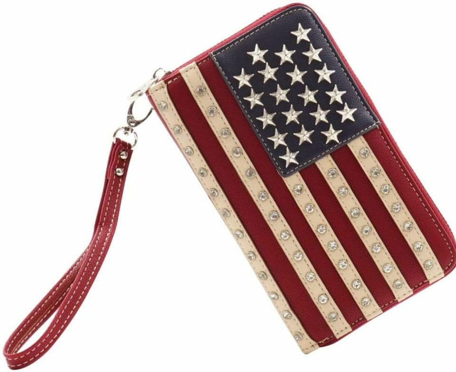 Montana West Wallets | Montana West Women'S Patriotic Studded Tote Satchel Handbags American Flag Purse And Crossbody Bag