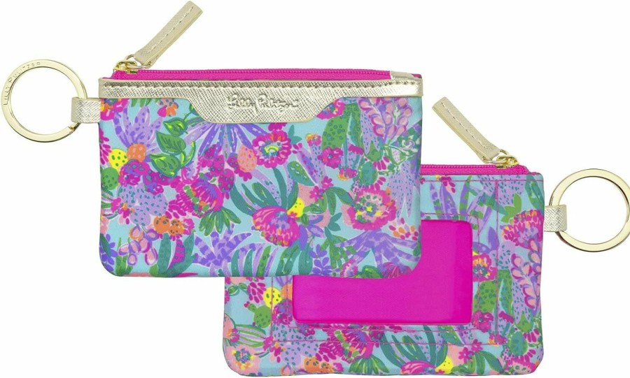 Lilly Pulitzer Wallets | Lilly Pulitzer Id Holder Wallet, Wallet With Zip Close, Cute Card And Id Case For Women, Havana Pink Caning