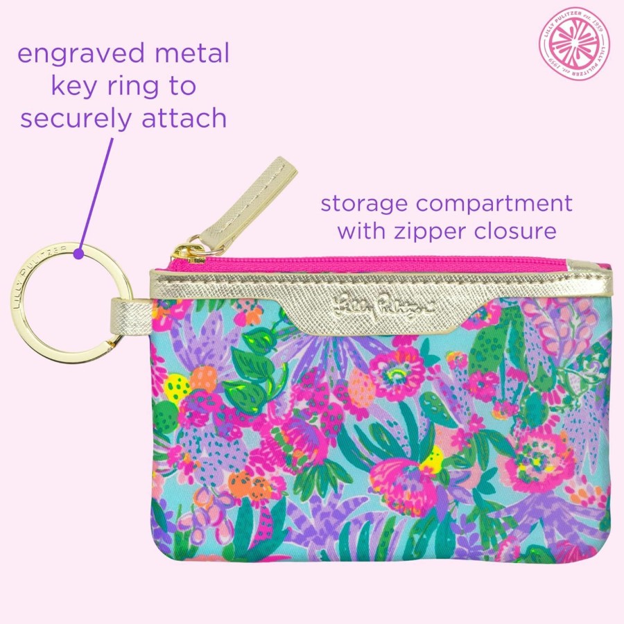 Lilly Pulitzer Wallets | Lilly Pulitzer Id Holder Wallet, Wallet With Zip Close, Cute Card And Id Case For Women, Havana Pink Caning