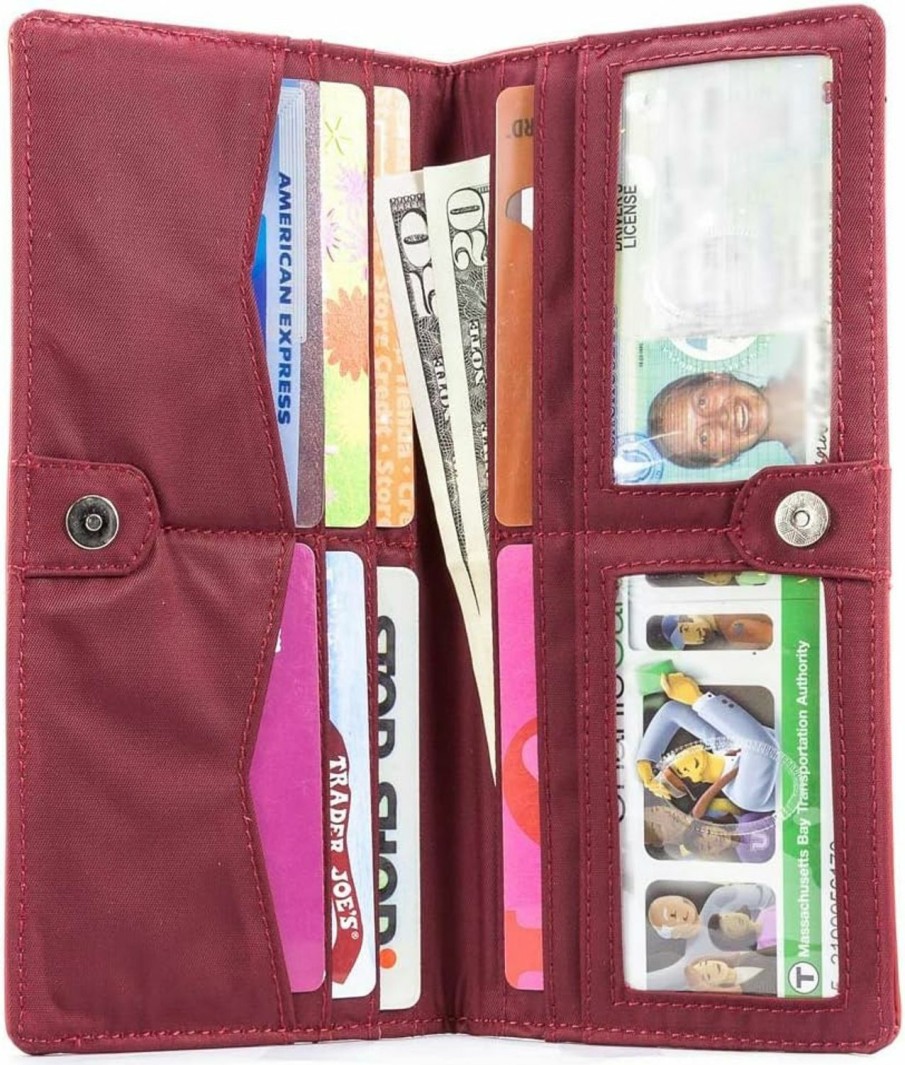 Big Skinny Wallets | Big Skinny Women'S Executive Leather Bi-Fold Checkbook Slim Wallet, Holds Up To 40 Cards