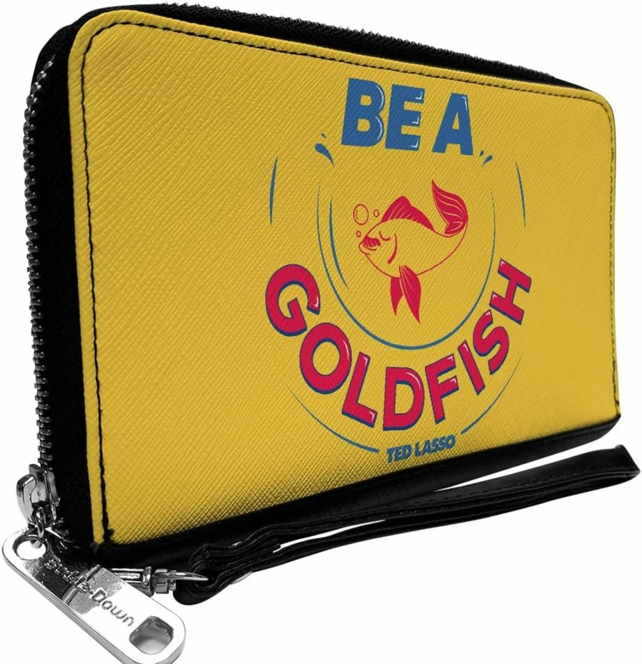 Buckle-Down Wallets | Buckle-Down Pu Zip Around Wallet Rectangle Ted Lasso Be A Goldfish Quote Yellow Blue Red