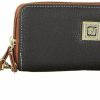 Stone Mountain Wallets | Angiehaie Stone Mountain Cornwall Leather Double Zip Around Checkbook Wallet Black/Tan