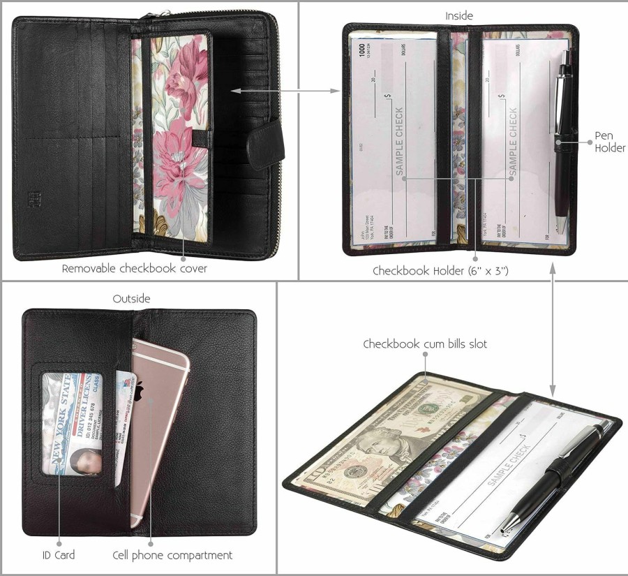 Mou Meraki Wallets | Mou Meraki Big Fat Rfid Blocking Leather Organizer Checkbook Wallets For Women - Clutch