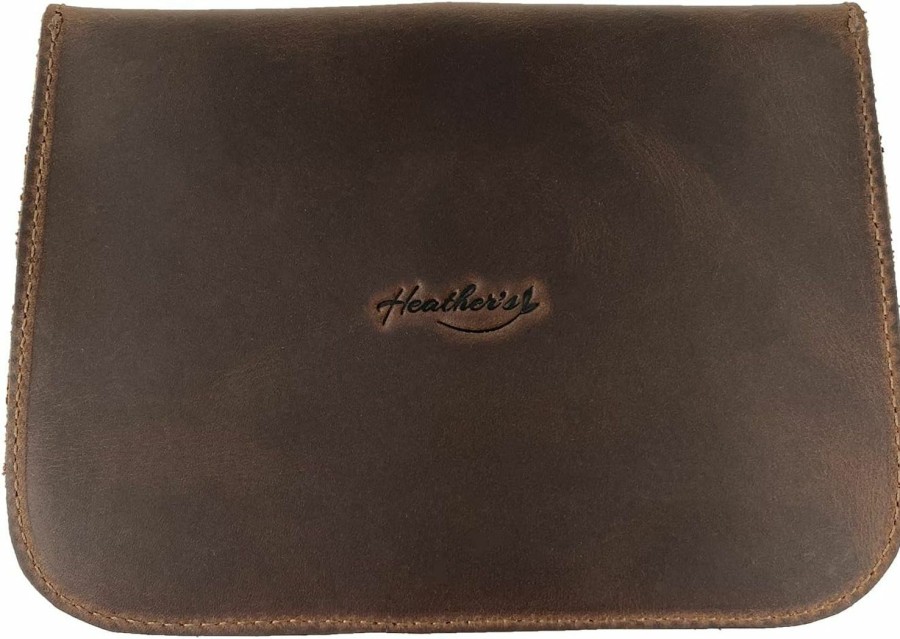 Heather's Wallets | Heather'S, Card Wallet With Flower Handmade From Full Grain Leather - Bourbon Brown/Yellow Flower