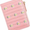 KALIONE Wallets | Kalione Women'S Small Wallet, Pu Leather Tri-Folded Card Holder Purse Cute Handmade Flowers Wallets With Id Window Portable Cash Pocket Coin Purse Gift For Women Teen Girls, Pink