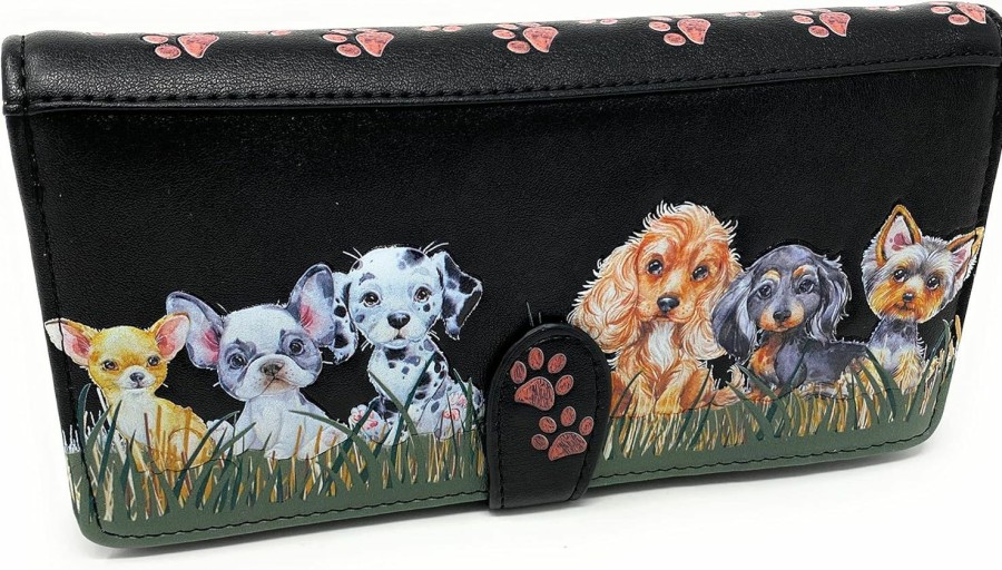 Shag Wear Wallets | Shag Wear Puppy Love Large Women'S Wallet Black