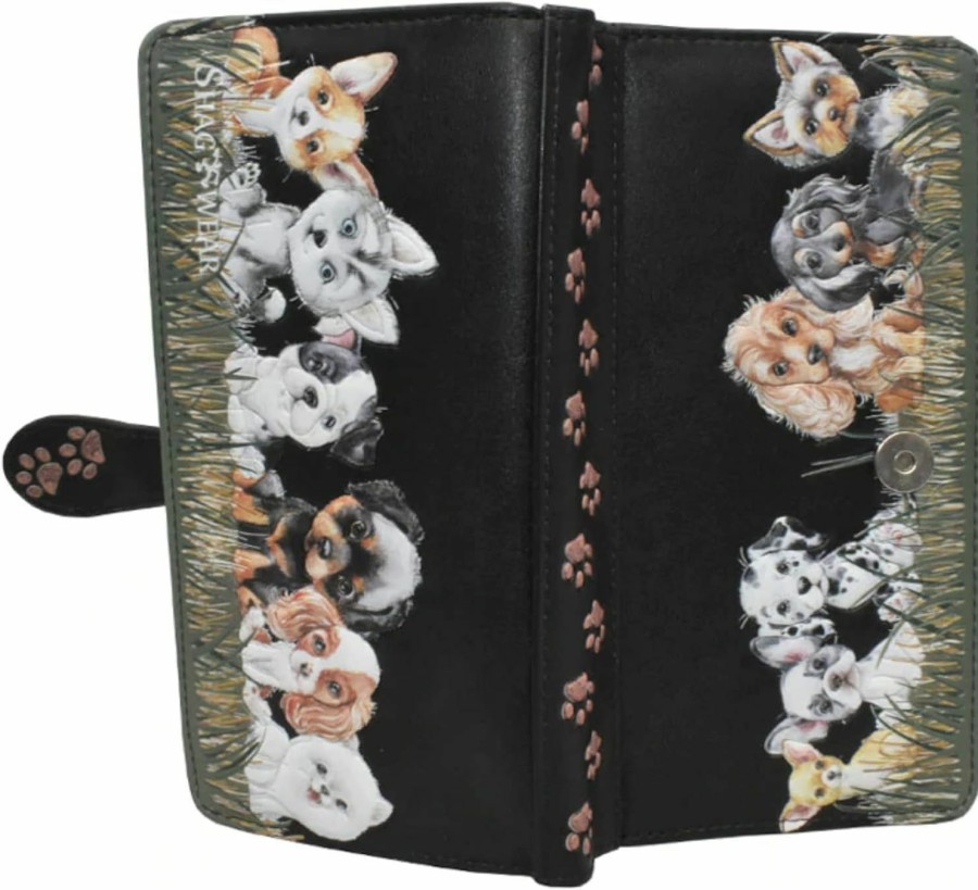 Shag Wear Wallets | Shag Wear Puppy Love Large Women'S Wallet Black