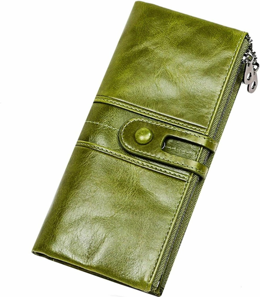 Alkenred Wallets | Alkenred Leather Wallets For Women Western Bifold Check Book Holder Women'S Wallets, Card Cases & Money Organizers Large (Green)