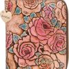 ArtsEye Wallets | Artseye Women'S Genuine Leather Short Zip Around Wallet (Pink Rose)