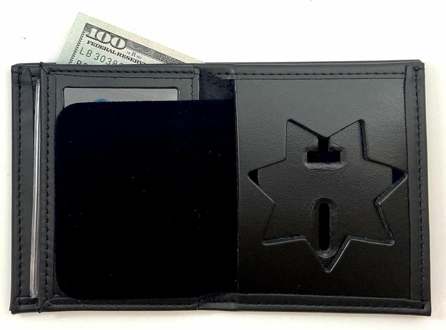 Perfect Fit Shield Wallets Wallets | 7 Point Star Bi-Fold Hidden Badge Wallet (Cutout Pf33) Fits For Blackinton B447 Seven-Point Star