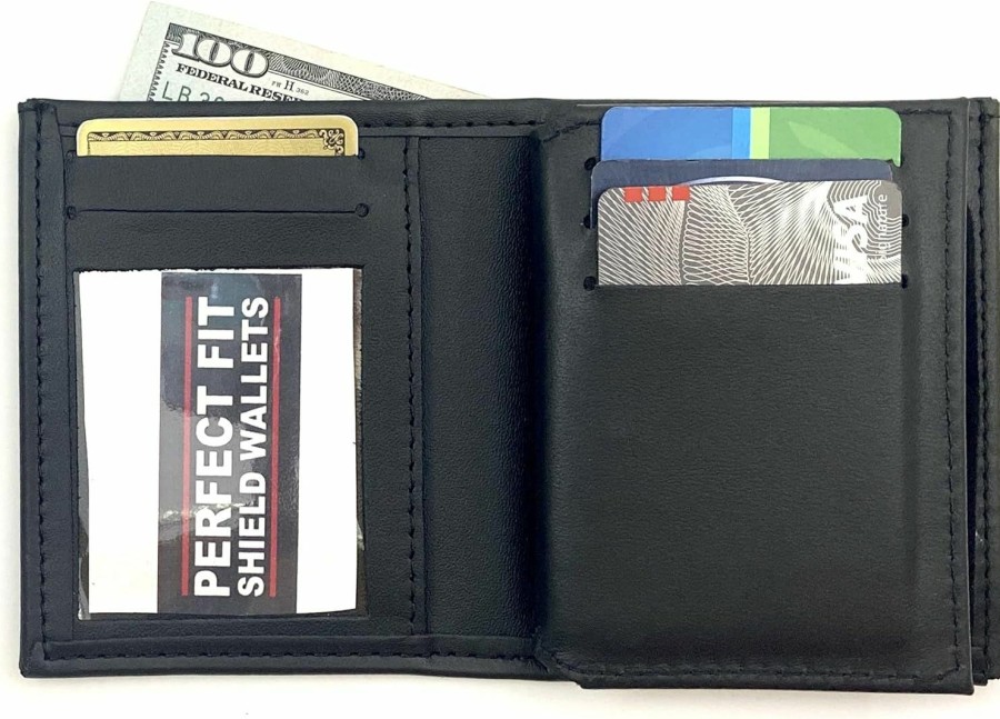 Perfect Fit Shield Wallets Wallets | 7 Point Star Bi-Fold Hidden Badge Wallet (Cutout Pf33) Fits For Blackinton B447 Seven-Point Star