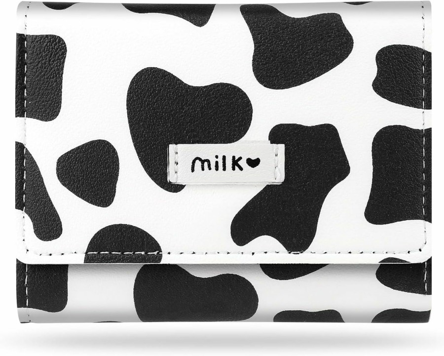 KALIONE Wallets | Kalione Girls Cute Cow Print Wallet Small Tri-Folded Wallet Pink Cash Porcket Wallet Card Holder Purse Wallet With Clear Id Window