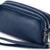 NIGEDU Wallets | Nigedu Women Long Wallet Genuine Leather 3-Layer Zipper Purse Bag Phone Bag Money Purses Clutch Wallets With Wrist Strap (Black)